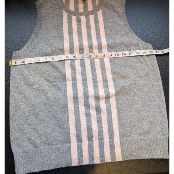 J. Crew Collection Women Sweater Top Italian Cashmere Gray Striped Crew Neck XL - Picture 5 of 8